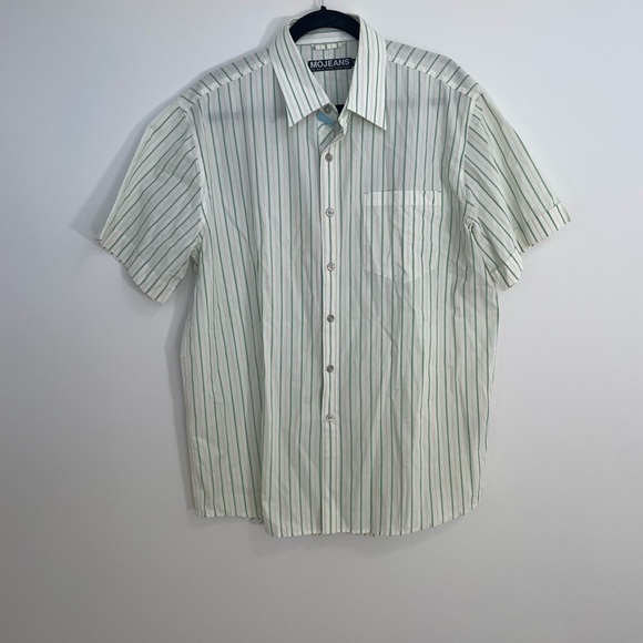 Green Striped embroidered back button down Men's Shirt MoJeans XL - Picture 9 of 10